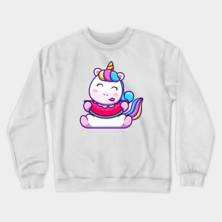 Cute Unicorn Eating Watermelon Crewneck Sweatshirt